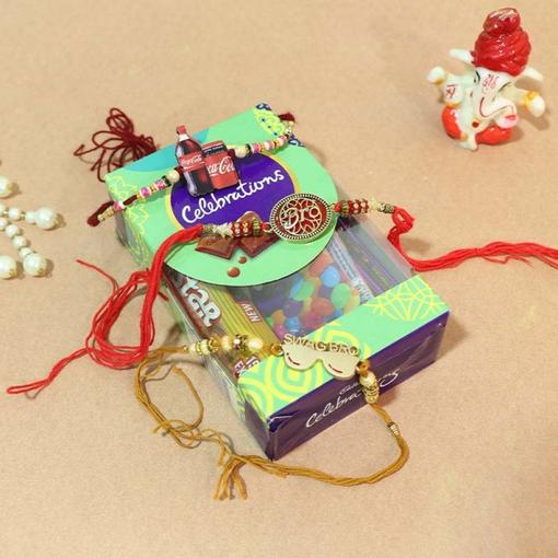 Set of 3 Fancy Rakhi with Cadbury Celebration