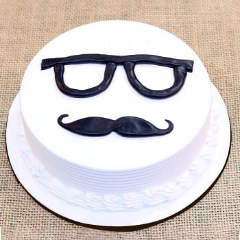 alf Kg Vanilla Cream Cake decorated with Fondant Specks and Mustache