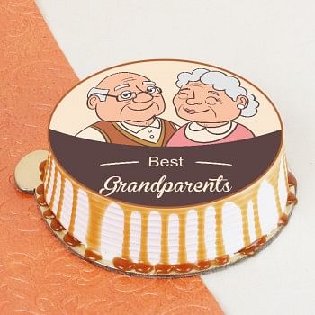 Adorable Grandparents Photo Cake