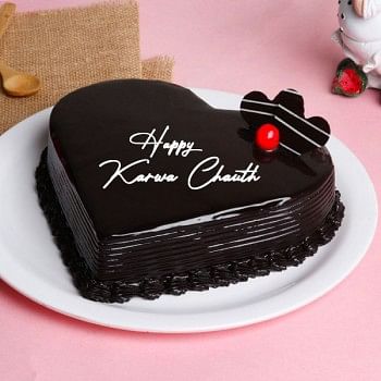Karwa Chauth Heart Shaped Chocolate Cake