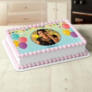 Elegant Birthday Photo Cake