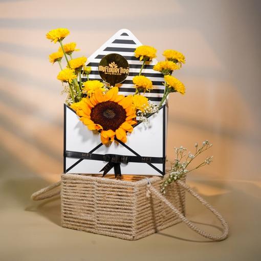 Sunflower Daisies Envelope Bouquet