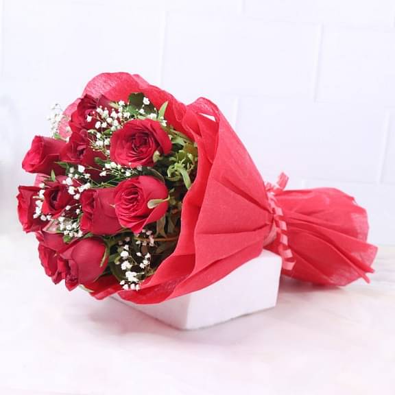 10 Red Roses Bouquet Online
