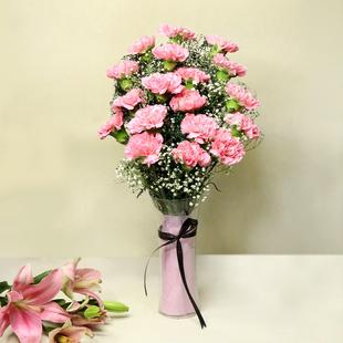 Pink Carnations In A Vase