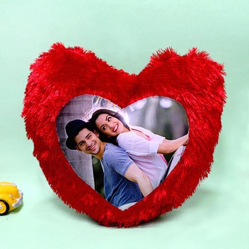 Red Heart Fur Cushion