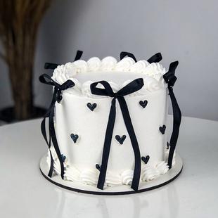 Black Ribbon Vanilla Cake