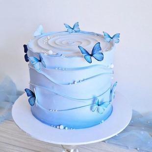 Blue Butterfly Vanilla Cake