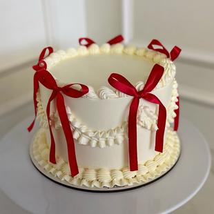 Red Ribbon Vanilla Cake