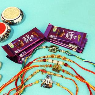 Set Of 6 Rakhi N Dairy Milk