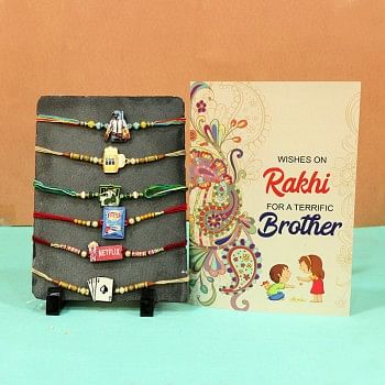 Designer Rakhi sets with Greeting cards