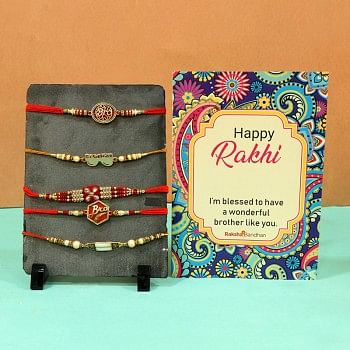 Dazzling rakhi sets with Greeting card