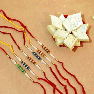 Lovely Pearl Rakhi with Kajukatli