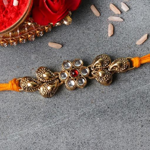 Floral Designer Kundan Rakhi 