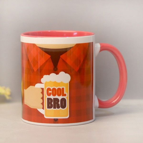 One Personalised Cool Bro Red Handle Mug For Brother