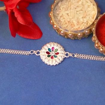 Bracelet Style Silver Rakhi