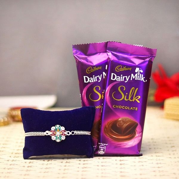 Silvery Chocolaty Rakhi Treat