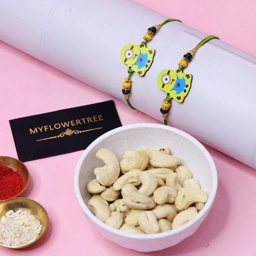 Delectable Minion Rakhi Set Combo