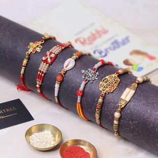 Embellished 6 Designer Rakhi Set