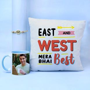 Rakhi with Coffee Mug and Cushion