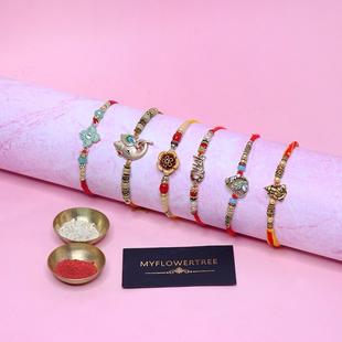 Glittering Designer Rakhi Pack of 6