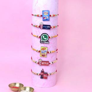 Antique Designer Rakhi Family Set