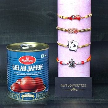 Tempting sweets with Rakhi Sets
